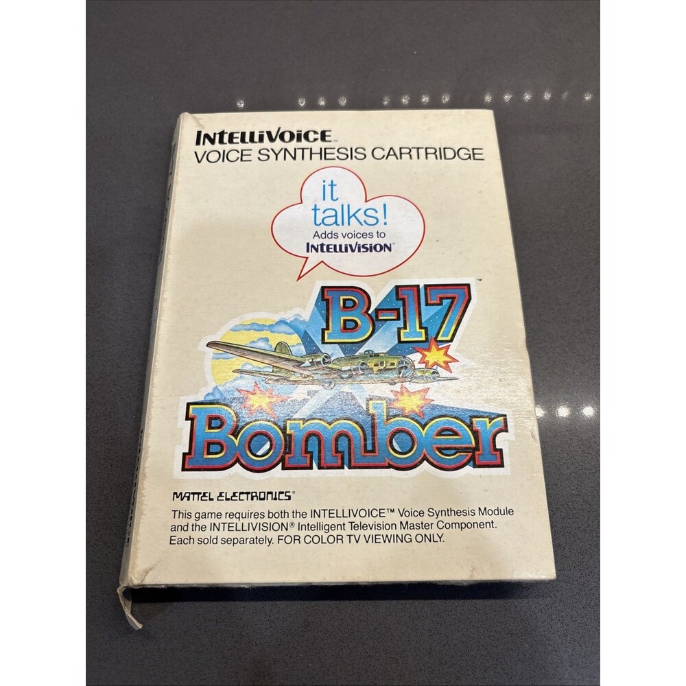 B17-Bomber Intellivision Cartridge Box w/manual and overlays 1982 Intellivoice